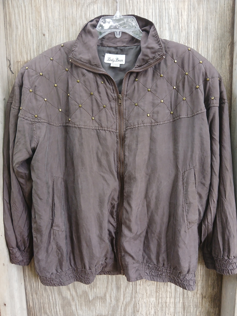 Silk Brown Quilted Zip-Front Women's Jacket